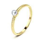 Pearl Gold Plated Silver Rings NSR-2904-GP